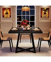 Tribesigns Square Dining Table for 4, 31.5" Industrial Dinner with Metal Base, Wood Kitchen Room, Small Space, Apartment