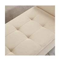 51.5 Inch Velvet Storage Bench with Curved Arms, Upholstered Tufted Ottoman for Bedroom, Entryway, and Living Room-The Pop Home