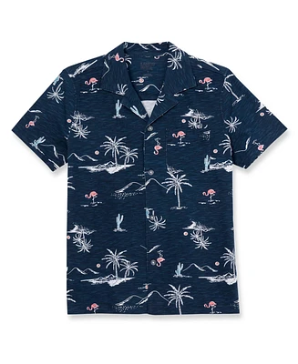 Lands' End Boys Short Sleeve Slub Camp Shirt