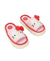Hello Kitty 3D Character Face Art Women's Pink & White Striped Open-Toed Slide