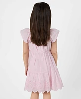 Rare Editions Toddler and Little Girls Tiered Ruched Eyelet Dress