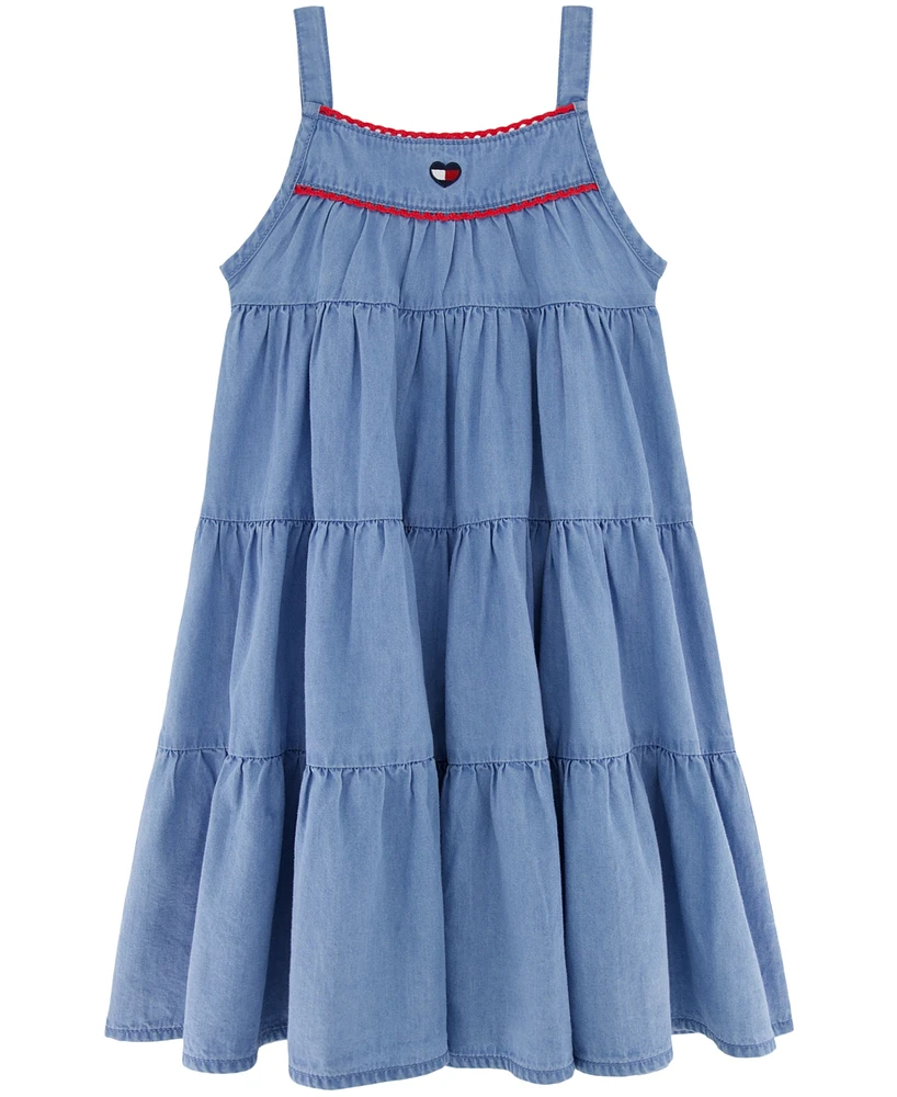 Tommy Hilfiger Toddler and Little Girls Tiered A-Line Denim Midi Dress