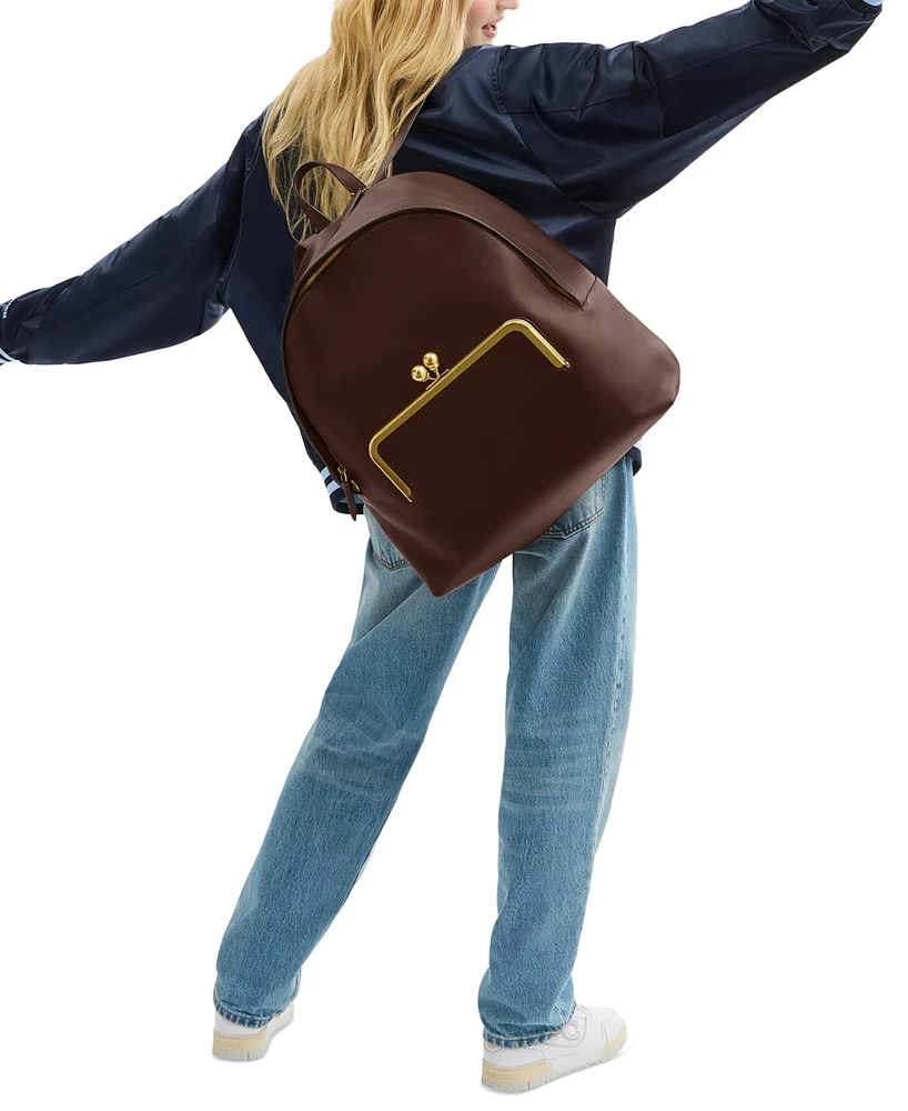 Coach Leather Kisslock Large Frame Backpack