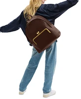 Coach Leather Kisslock Large Frame Backpack