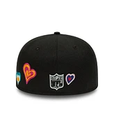 Men's New Era Black Las Vegas Raiders Chain Stitch Heart 59FIFTY Fitted Hat
