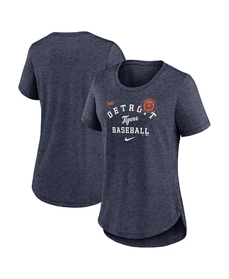 Nike Women's Heather Navy Detroit Tigers Rewind Arch Mix Tri-Blend T-Shirt