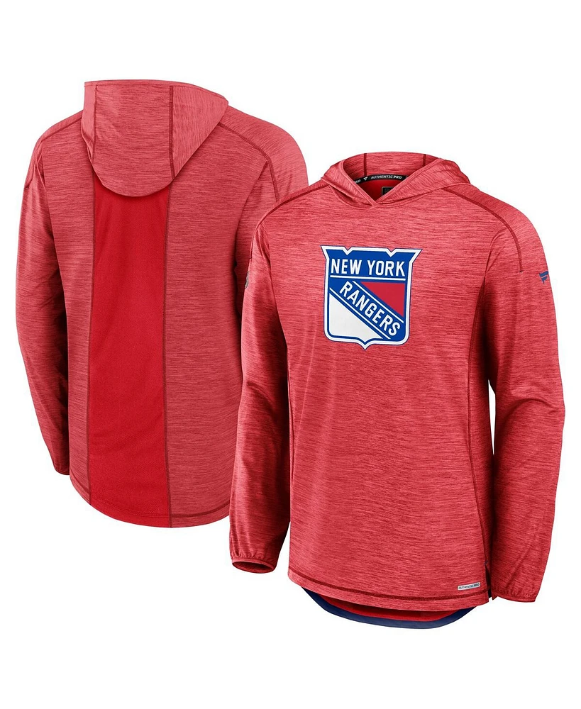 Fanatics Men's Red New York Rangers Authentic Pro Rink Lightweight Pullover Hoodie