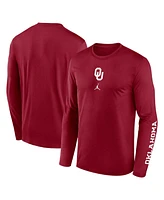 Jordan Men's Crimson Oklahoma Sooners Primetime Center Lockup Two-Hit Legend Long Sleeve T-Shirt