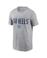 Jordan Men's Heather Gray North Carolina Tar Heels Campus 2-Hit Primary Mascot T-Shirt