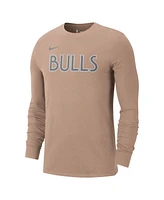 Nike Men's Tan Chicago Bulls 2024/25 City Edition Essential Logo Long Sleeve T-Shirt