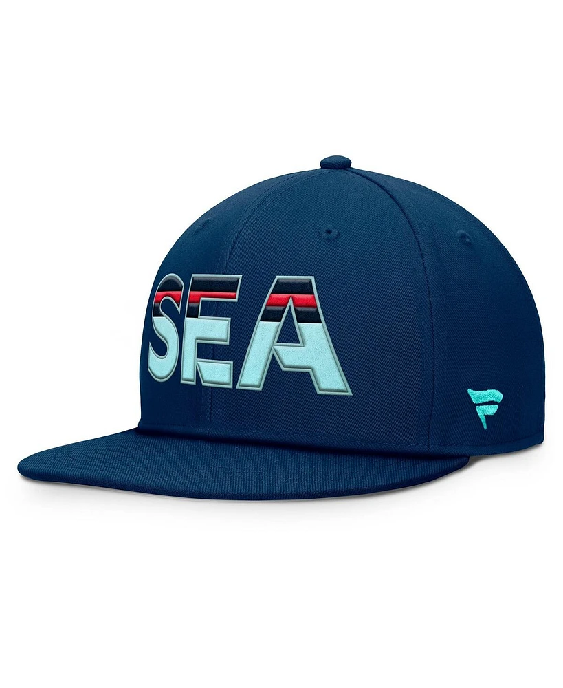 Fanatics Men's Deep Sea Blue Seattle Kraken Authentic Pro Rink Snapback Hat