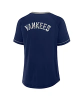 Fanatics Women's Navy New York Yankees League Diva Star Raglan V-Neck T-Shirt