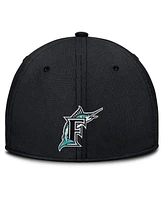 Nike Men's Black/Teal Florida Marlins Rise Swoosh Performance Flex Hat