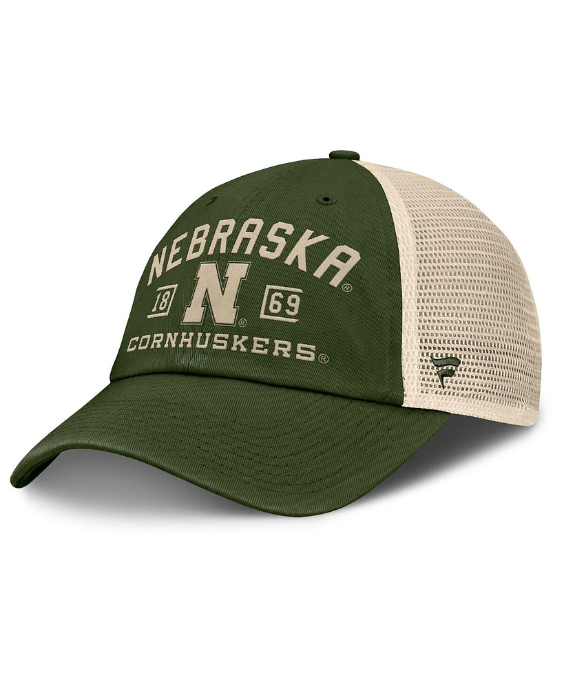 Fanatics Men's Olive Nebraska Huskers Oht Military Appreciation Frontier Trucker Adjustable Hat