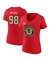 Fanatics Women's Connor Bedard Red Chicago Blackhawks 2025 Nhl Winter Classic Authentic Stack Name Number V-Neck Top