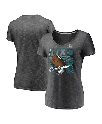 Fanatics Women's Graphite Philadelphia Eagles Super Bowl Lix Champions Own the Moment V-Neck Top