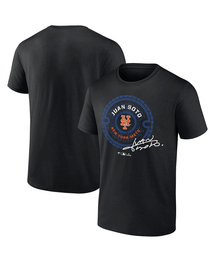 Fanatics Men's Juan Soto Black New York Mets Seal Logo T-Shirt