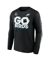 Fanatics Men's Black Philadelphia Eagles Super Bowl Lix Champions on Top Go Birds Long Sleeve T-Shirt