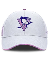 Fanatics Men's White Pittsburgh Penguins Authentic Pro Hockey Fights Cancer Adjustable Hat