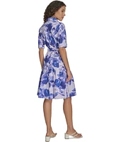 Calvin Klein Women's Cotton Floral Short-Sleeve Shirtdress