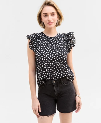 On 34th Women's Ruffle Short-Sleeve Voile Top, Created for Macy's