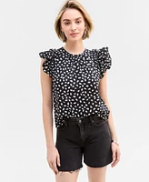 On 34th Women's Ruffle Short-Sleeve Voile Top, Created for Macy's