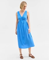On 34th Women's Gauze Double V-neck Empire Midi Dress, Exclusively at Macy's