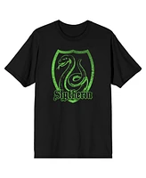 Harry Potter Big & Tall Slytherin Logo Specialty Soft Hand Print Black Tee T-Shirt Shirt-4XL