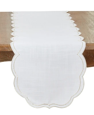 Saro Lifestyle Embroidered Polka Dot Table Runner, 16" x 70"