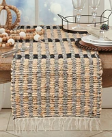 Saro Lifestyle Textured Bold Stripe Fringe Table Runner, 16" x 72"