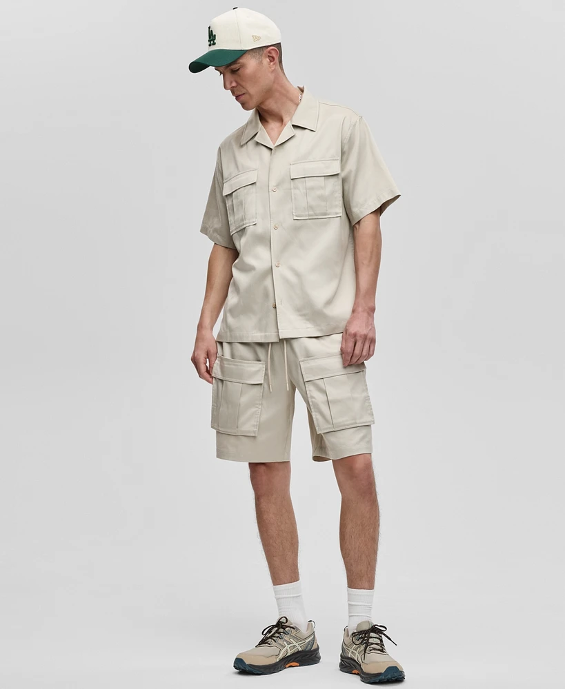 Mode of One Men's Camp Collar Twill Shirt, Exclusively at Macy's