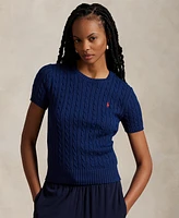 Polo Ralph Lauren Women's Cable-Knit Cotton Short-Sleeve Sweater