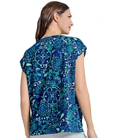 Jones New York Women's Paisley-Print Cap-Sleeve Top