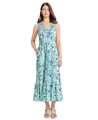 Jones New York Women's Paisley-Print Linen-Blend Maxi Dress