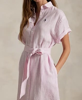 Polo Ralph Lauren Women's Striped 100% Linen Short-Sleeve Shirtdress