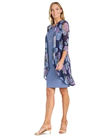 R & M Richards Women's Textured Metallic Jacket Necklace Dress
