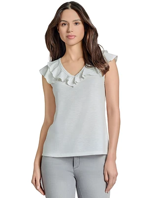 Jones New York Women's Ruffled V-Neck Top