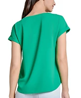 Jones New York Women's Short Sleeve Button Detail Top