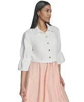 Halston Women's Cropped Front-Seamed Shrug Jacket