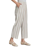 Jones New York Women's Striped Linen-Blend Pull-On Cropped Pants