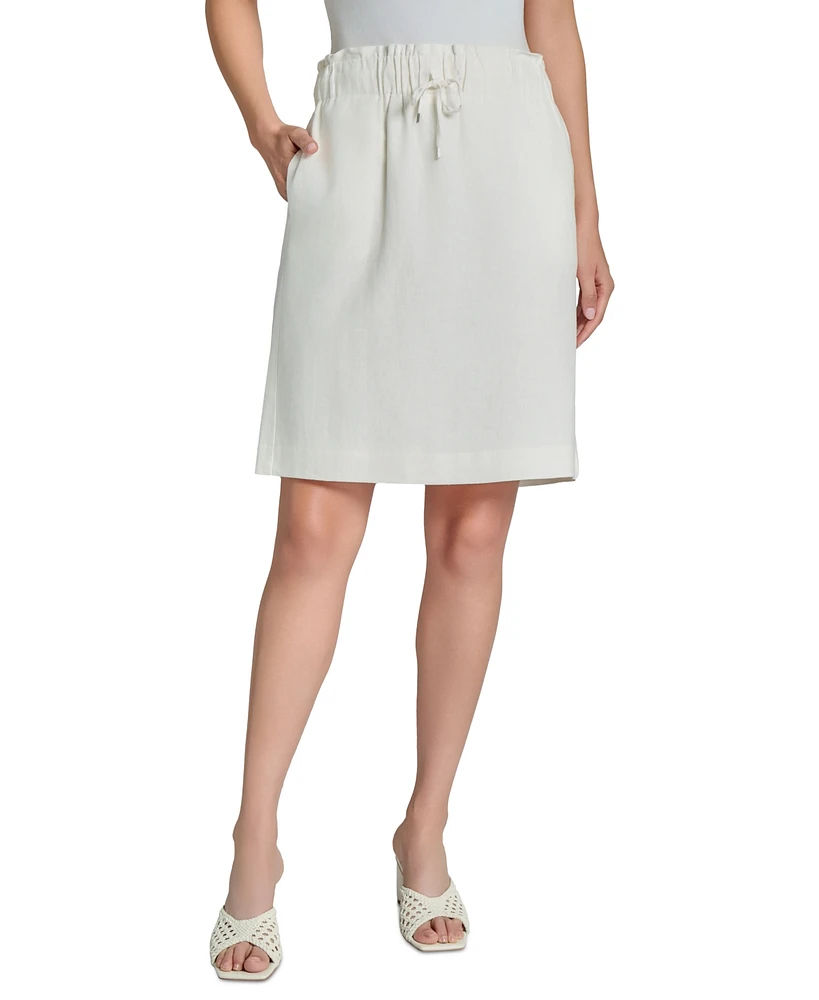 Jones New York Women's Linen-Blend Pull-On Drawstring Pencil Skirt