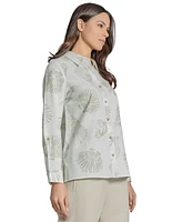 Jones New York Women's Embroidered Lined-Blend Blouse