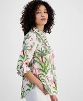 Charter Club Petite 100% Linen Palm Beach Shirt, Exclusively at Macy's