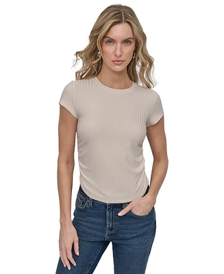Dkny Jeans Women's Ribbed Cap-Sleeve T-Shirt