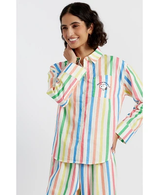 Chinti and Parker Women's & Linen Snoopy Stripe Shirt