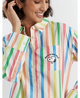 Chinti and Parker Women's & Linen Snoopy Stripe Shirt
