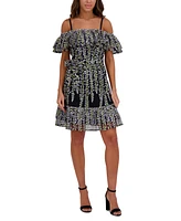 kensie Women's Embroidered Off-The-Shoulder Dress