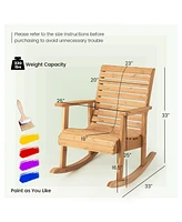 2 Pcs Patio Wooden Rocking Chair High Back Fir Wood Armchair Natural Garden Yard