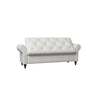 63 Inch Upholstered Storage Bench with Rolled Arms, Tufted Velvet Ottoman Large Hidden Compartment-The Pop Home