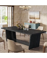 Tribesigns 70.87-Inch Dining Room Table for 6-8 People, Rectangular Farmhouse Kitchen with Solid Pedestal